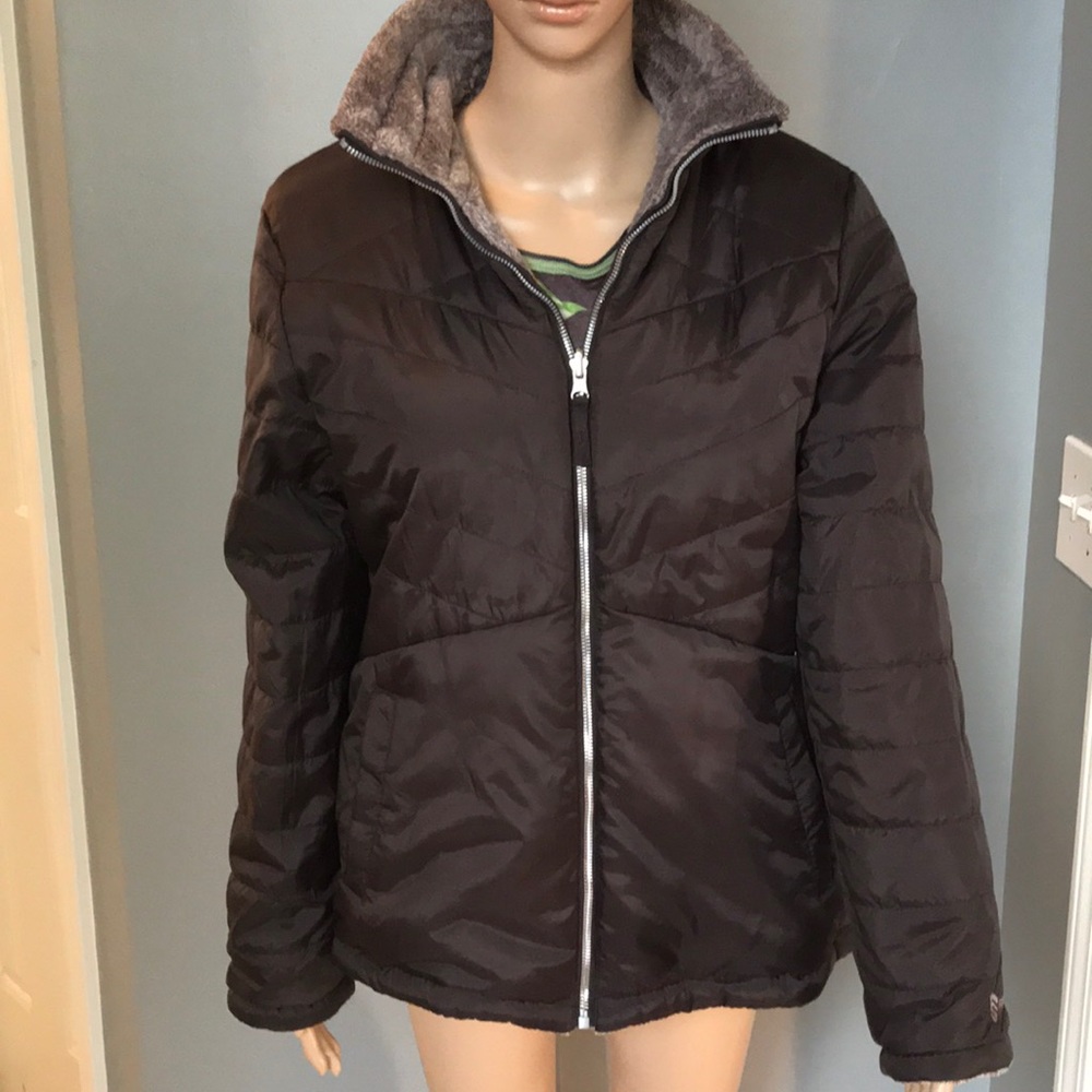 Brown reversible nylon/teddy jacket. Size Lg